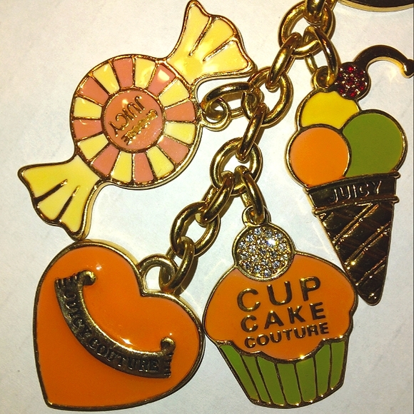 MUST SEE! Vintage Y2K JUICY COUTURE "Cupcake Couture" Pave Crystal Charms Fob - Picture 3 of 16